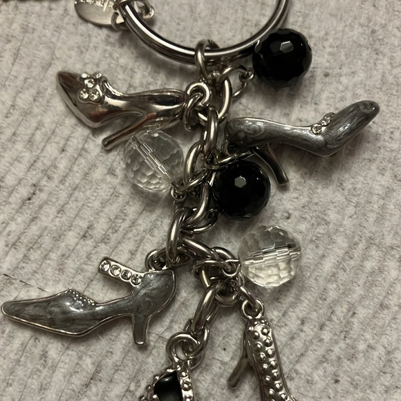 WHITE HOUSE BLACK MARKET. HIGH HEEL BAG CHARM. BLACK & CLEAR BEADS/SILVER. NWT - Picture 3 of 6